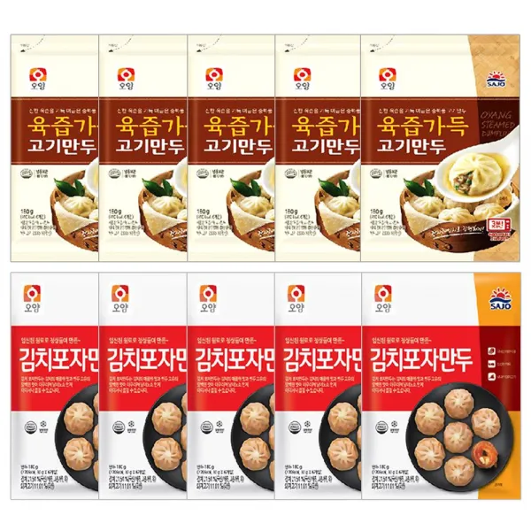  퀴클리몰 사조오양 육즙가득 고기만두 5봉+김치포자만두 5봉 180g 10개