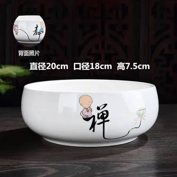 동전초 화분 수선화 수련사발 연무 구멍 도자기 홈 라지 다육 수배 용기, 화이트 mdash8특 빅
