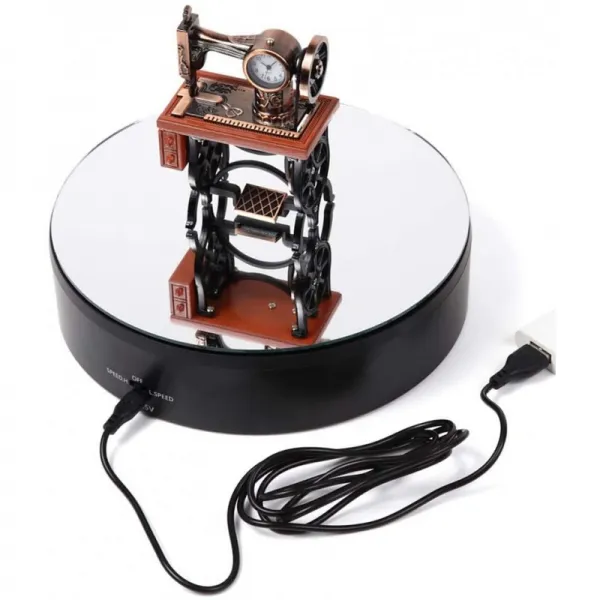 R-STYLE 4kg의 무게도 OK 20cm 지름 배터리와 USB 2 패턴 급전 360도 거울 턴테이블 턴테이블 전기 턴테, 단일상품