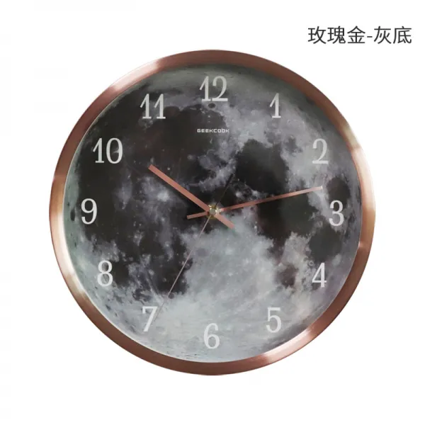 음성 제어 발광 시계 벽 시계 유럽 침묵 빛 고급 그물 붉은 벽 시계 12 인치 + 로즈 골드 그레이 바닥