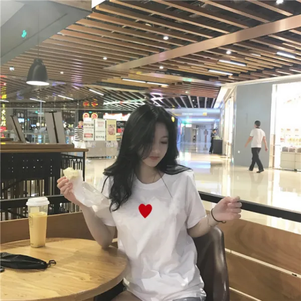 통큰마켓 심플하트 여자 루즈핏 반팔티 반팔 티셔츠