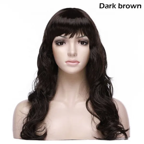 S Noilite 20 인치 긴 스트레이트 가발 Bangs 합성 여성 머리 가발 블랙 브라운 어 번 여성 가발 파티 코스 01 20 Inches_02 United States 05 Dark Brown Wavy