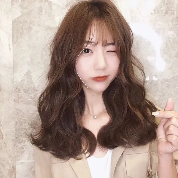 벨르비쥬 안드라 웨이브 곱슬머리 장발가발, 개, 브라운