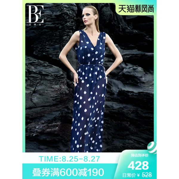플라워블라우스 BE 판 데르 안 도트 걸치다 사 여성 롱 스커트 디자인 정미 허리 복대 슬림핏 2434358596, 블루 조 도트 S/M
