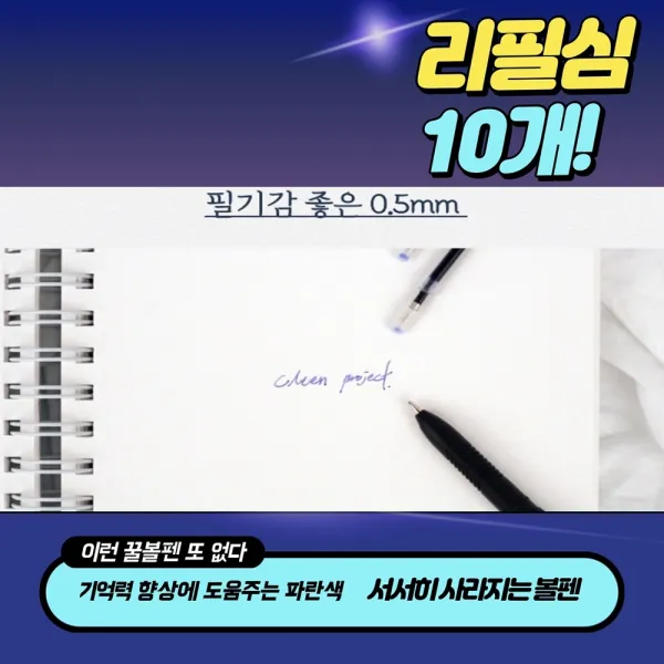 회독펜 수능펜 순삭펜 기출펜 신기한낙서펜 없어지는 사라지는 볼펜 기화펜, 볼펜+리필심10개+홀더