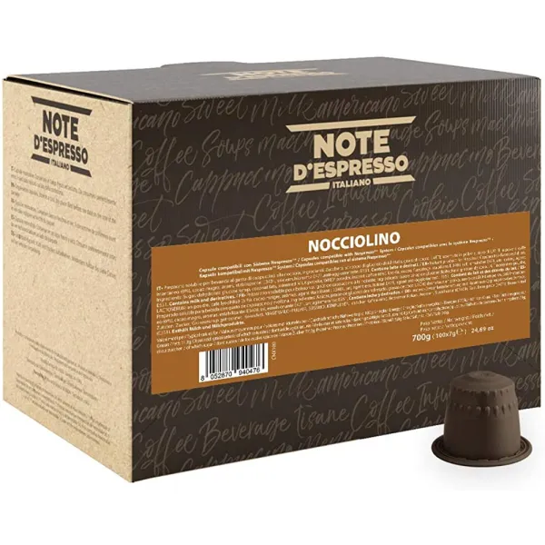 에스프레소 노트-100 개의 인스턴트 커피 헤이즐넛 캡슐 100 x 7g Nespresso * 캡슐 머신과 독점적으로 호환, 단일상품