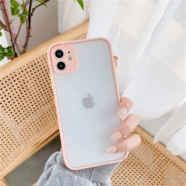 블러킹 샌딩 테두리 피부 감각 사과폰 11PROMAX 핸드폰케이스 IPHONEX매의 눈구멍 카메라 적용 아이폰케이스