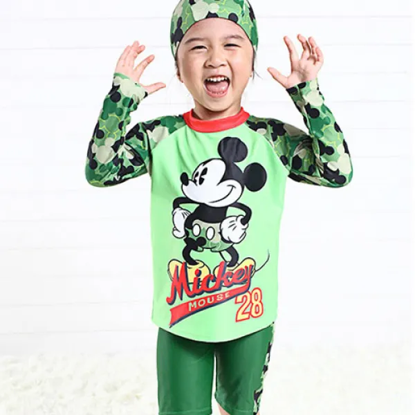  바보사랑 디즈니 미키마우스 래쉬가드 수영복 마스코트 패턴 