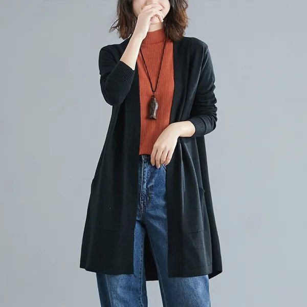 플랜글로벌 여성 긴 소매 포켓 가디건cth