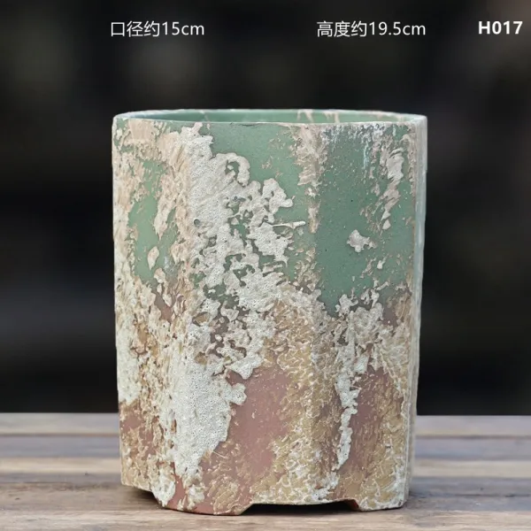 엠마켓 꽃화분대도자기 묵묵히 있다 다육 핸드메이드 거친 배기 발묵 유약 클래식 도의흥 자사 큰사이즈 라지 빅 고방분 다크그레이 H017