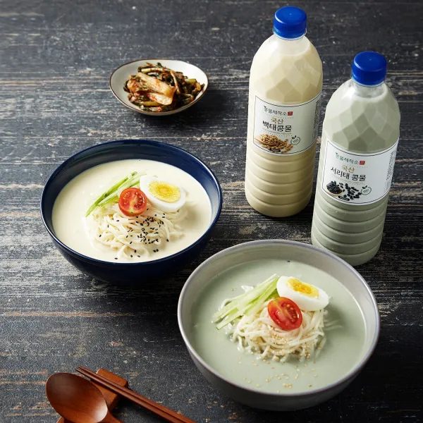 (당일생산 당일발송)콩물제작소 국산콩 100% 꾸덕한 국산서리태+국산백태 총2병, 2병, 900ml