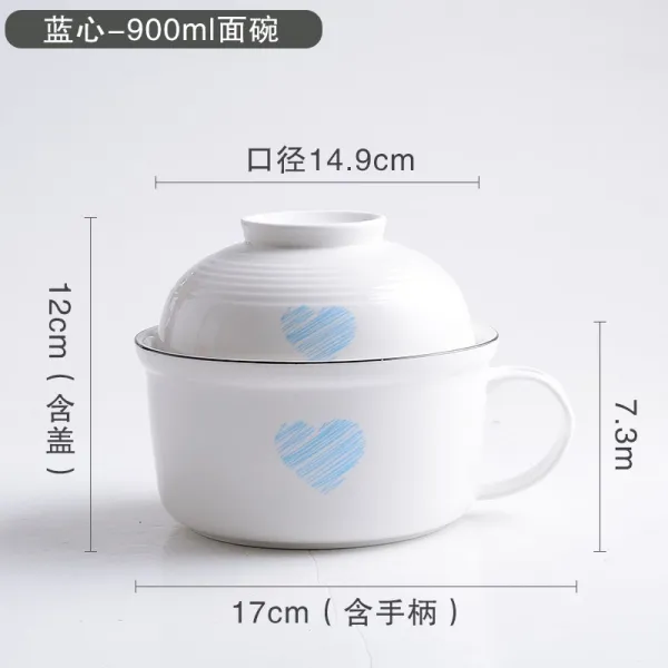 도자기 공기 무드 전자레인지 가능 덮개가 있다 의 라면 기숙사 가정용 있음 그릇을 깨뜨리다 2807106075, 블랙 선 밀가루컵 (블루 하트 )라지