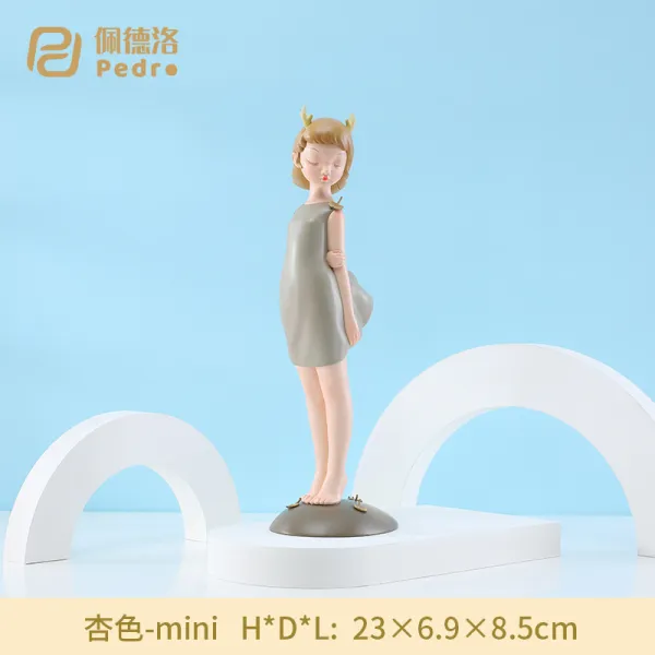 기타주방데코 백야 동화 북유럽식 거실 유니콘 테이블인테리어 장식품 모델하우스 여학생 신혼 선물, T22-바람기다리기 Mini-타입살구색 23*6.9*8