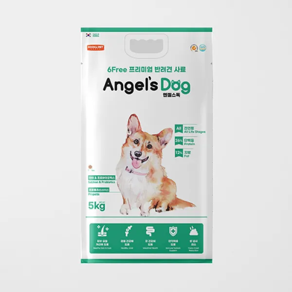 엔젤스독 전연령 반려견사료 연어+프로바이오틱스 5kg(유통기한: 2023년 5월, 한정수량판매)