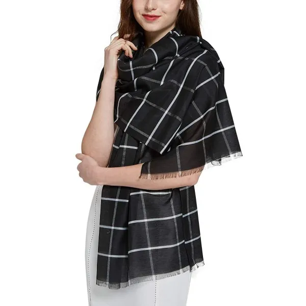 롱 체크 / 체크 무늬 스카프 경량 74.8 