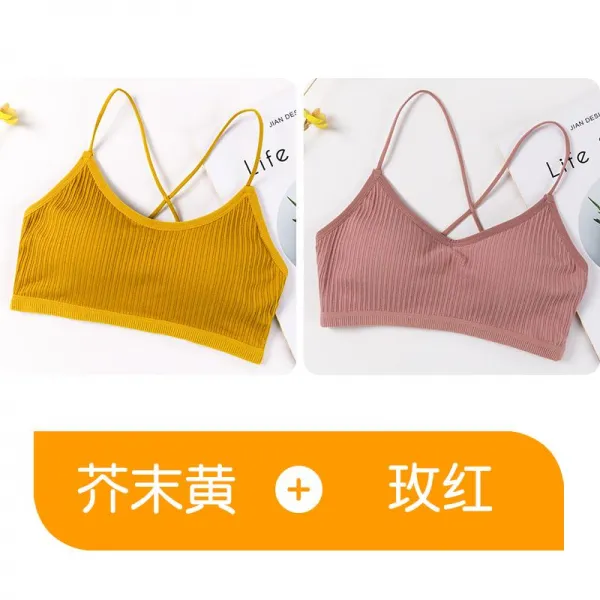 프레제이 뽕브라 뮬라웨어 숏 가슴을 모아주는 볼륨업 브래지어 고등학교 소녀 미등기 끈나시 그물 레드 핫한 튜브탑