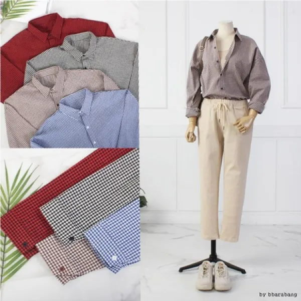 (주)강물처럼 2507l911 잔체크 루즈데일리셔츠 tw PROD8390000905