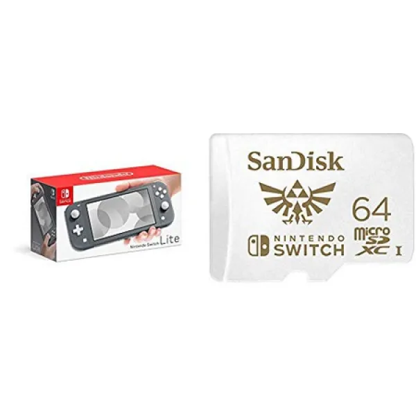 nintendo switch lite-닌텐도 스위치 용 sandisk 64gb microsdxc uhs-i 카드가있는 회색 PROD1260002232, 상세 설명 참조0