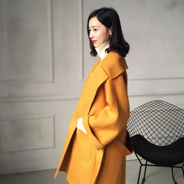 [해외]여성상의 > 캐쥬얼 점퍼/자켓 여성 캐쥬얼점퍼 / 아우터 ZZ Famous 100% handmade wool coat long section of double-sided woolen coat jacket zh