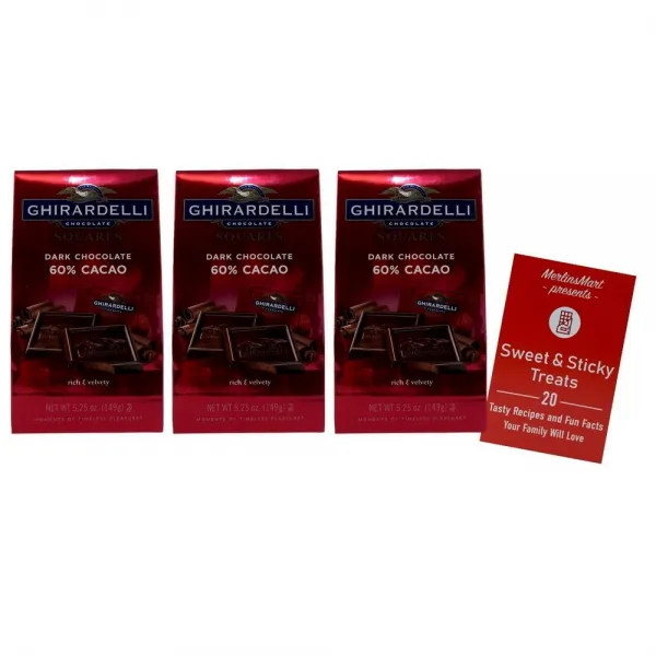 Dark Chocolate Gift 기라 델리 다크 초콜릿 사각형 3 60 % 카카오팩 플러스 번들 5.25oz 상세설명참조
