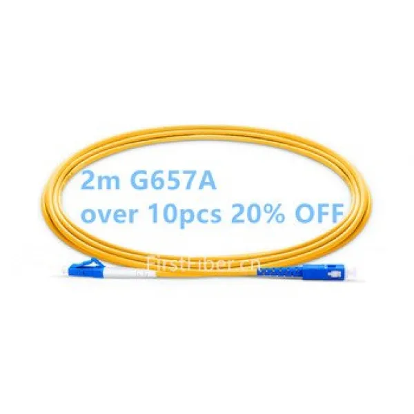[해외] FIRSTFIBER 2 M LC UPCSC UPC G657A 광섬유 패치 케이블 점퍼 패치 코드 단면 2.0MM PVC SM LC PCSC PC 벤드 무신경, 상세내용표시