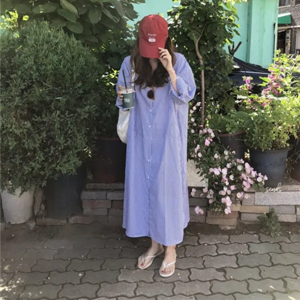 Kirahosi 셔츠원피스 공항패션 여성 대학생 데일리룩 75호+ 덧신 증정 Dutoz2x