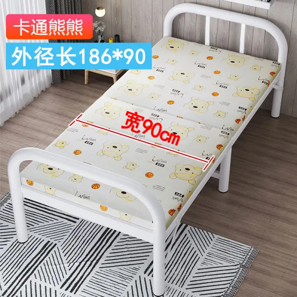 싱글침대 접이식침대 점심휴식 사무실 심플 휴대 가정용 곁에서 보살피다 집을 나서다 이인용 패널 침대다 2013464272, 두꺼운 관벽 -클래식 곰 곰 90CM