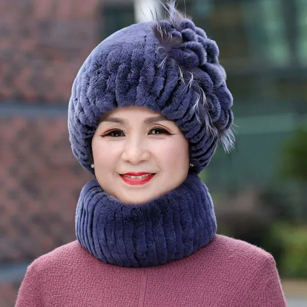 렉스 여성 중년 보온 토끼 할머니 가을 계로 아내 모피