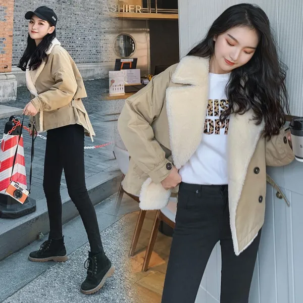가을 데일리 트렌디룩 테일러드 양털배색 트렌치코트