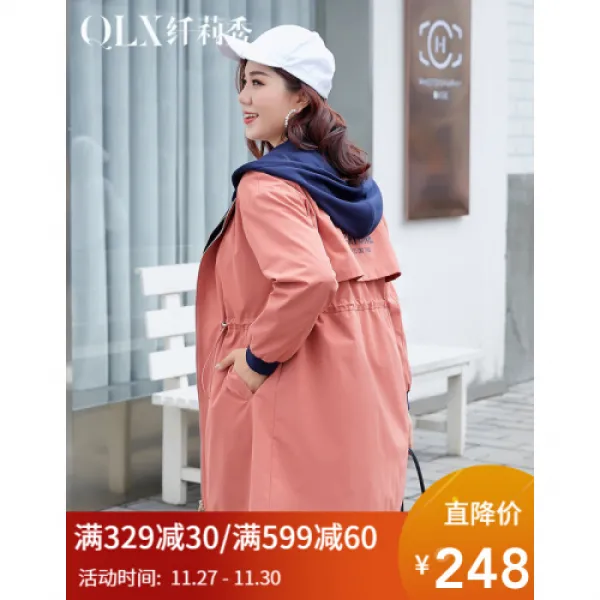 섬리수 2019 겨울옷 사이즈 여장 200근 뚱뚱하다 mm 한판 박색 후드 코트 2732 콩팥(2)