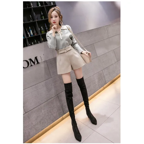 가심비 여성 다이아몬드 메탈장식 모직 반바지 치마바지 바지 gg023K120932