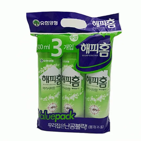ASZ279228신뢰공장500mlx3입 아카시아 10개 해피홈 모기살충제 에어로솔 해충퇴치램프 벌레퇴치기, 1
