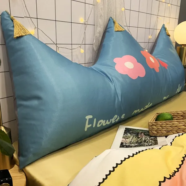 쿨견사 INS 바람 노르딕 쿠션 소프트백 왕관 이인용침대 위등받이 침실 여름 큰등받이, 18베이지 침대 적용 올가미 심지 뜯