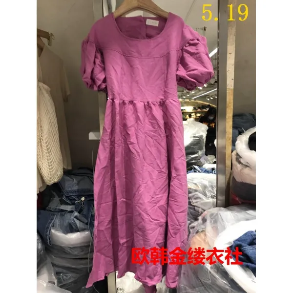 린넨원피스 2020여름시즌 뉴타입 ELFIN소맷자락을 뒤트임버튼 허리노출 린넨소재 여성원피스 LQ448