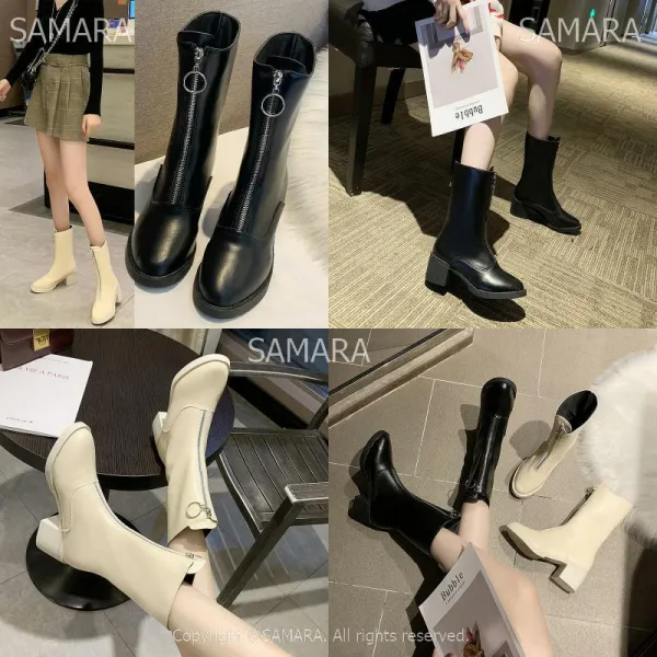 Qterra(특허브랜드) 가을겨울 집업 통굽부츠 미들부티 워커힐 빈티지
