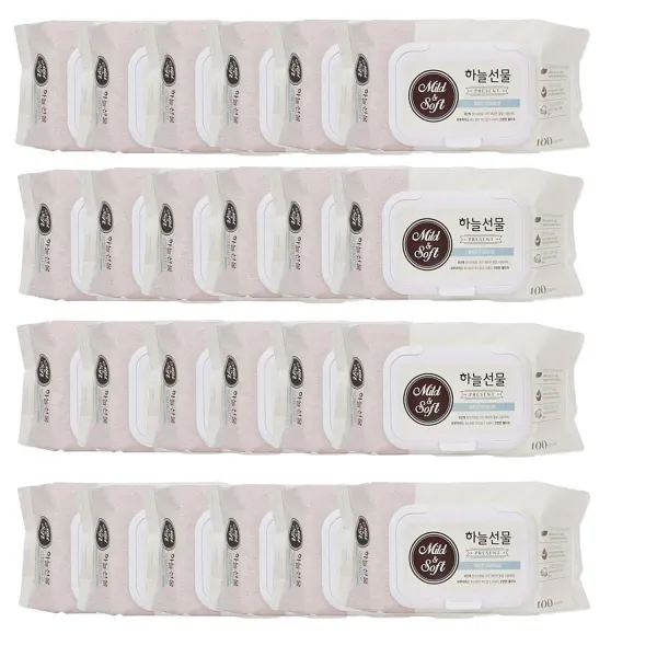 하늘선물 물티슈 100매 캡형 24개 한박스