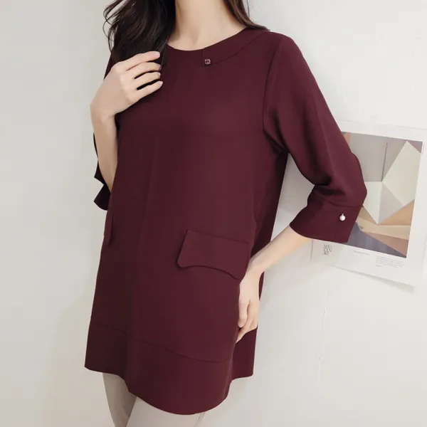 드리다 엄마옷 50 60대 중년 여성 여름 7부 네이비 빅사이즈 정장 롱 블라우스 오피스룩 하객 모임 66 100