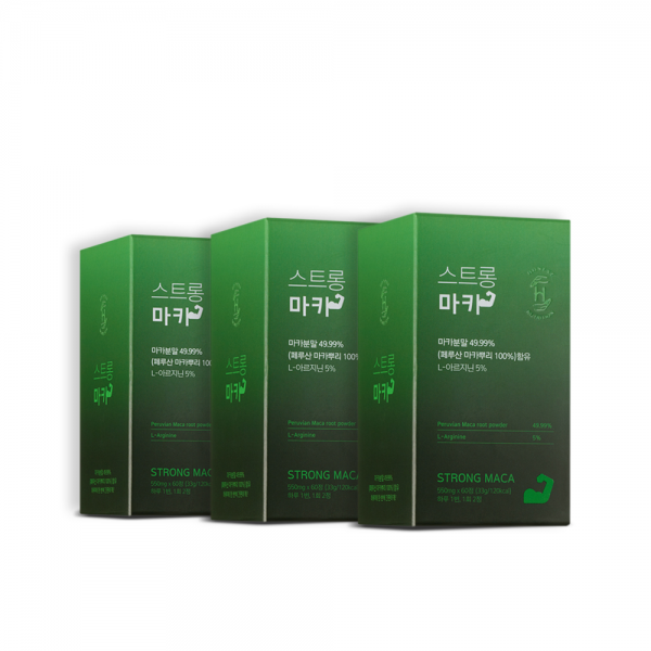 어니스트뉴트리션 스트롱 마카 60정 1일 2정 섭취로 충분한 압도적 리얼 함유량(식약처 허용 최고치 49.9%), 3개, 550ml/60정