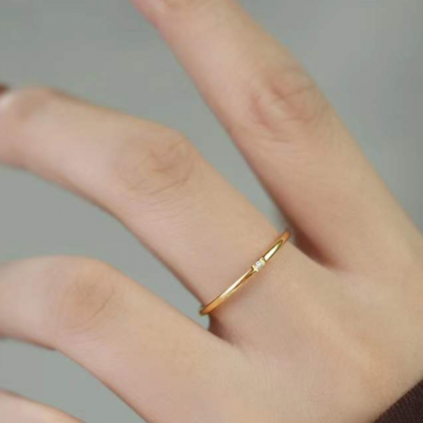 K Zone 14k 반지 1mm 여성 반지 유행하다 반지 디자인 감각 반지