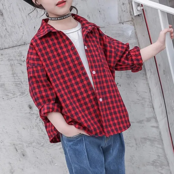 kirahosi 유아체크셔츠 아동셔츠 여아블라우스 44호 + 덧신 증정 Bui160c