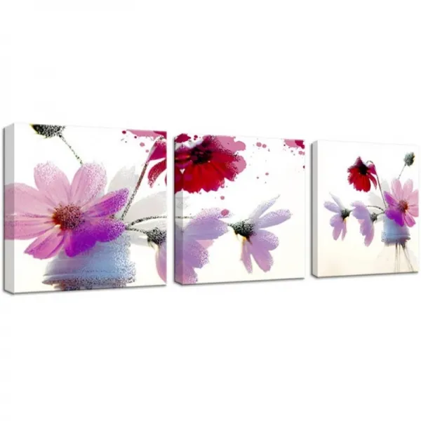 아트 프레임 모던현대 꽃 풍경화교활오벽의 그림벽걸이 소파의 배경 그림벽 예술 사진3패널 세트(나무 틀