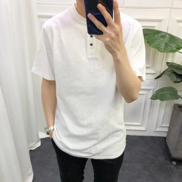 라일라이 / 남자 무지 차이나헨리넥 반팔티셔츠