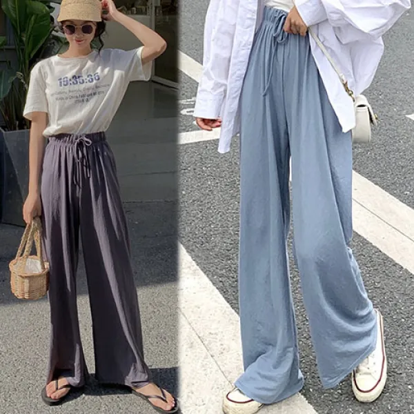 바니드 여성 와이드바지 밴딩 통바지