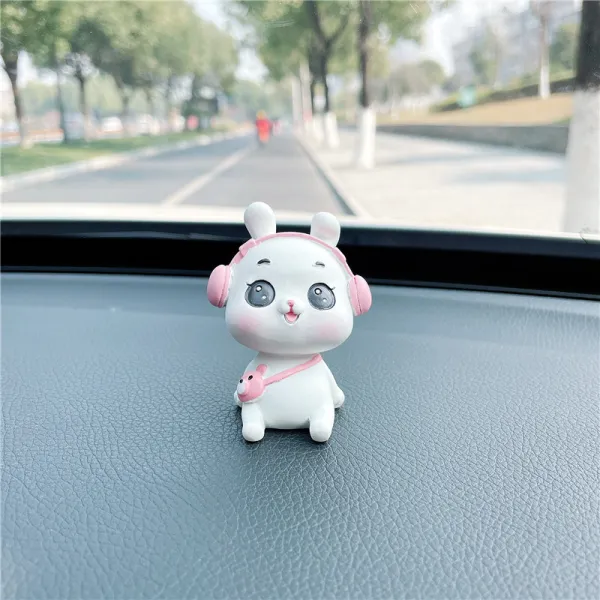 창의력 장식품 귀엽다 쳐다보다 카우보이 차 안 액세서리 차량 적재 제어대 장식 용품 대전, 1 건, 귀여운 버전. - 토끼 장식물에 흔적 없는 풀.