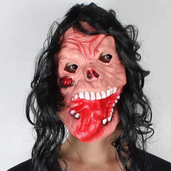 가면 할로윈데이 공포 라텍스 두건 마스크 성인 원숭이 애니멀 말머리, T04-긴 화장한 얼굴 라텍스 두건 마스크