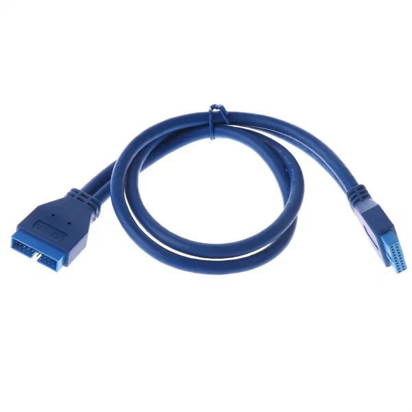 QDY 여성에게 USB 3.0 어미판 20 Pin USB 우두머리 연장 케이블 탁상용 남성, 푸른