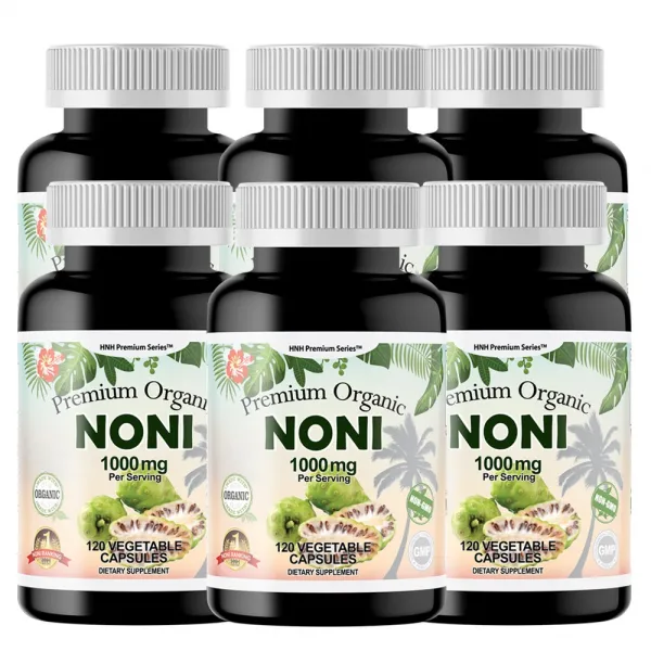 [미국현지발송] 프리미엄 유기농 노니 1000mg 120 식물성 캡슐 2개월분 면역력향상 염증치료 통풍, 6병