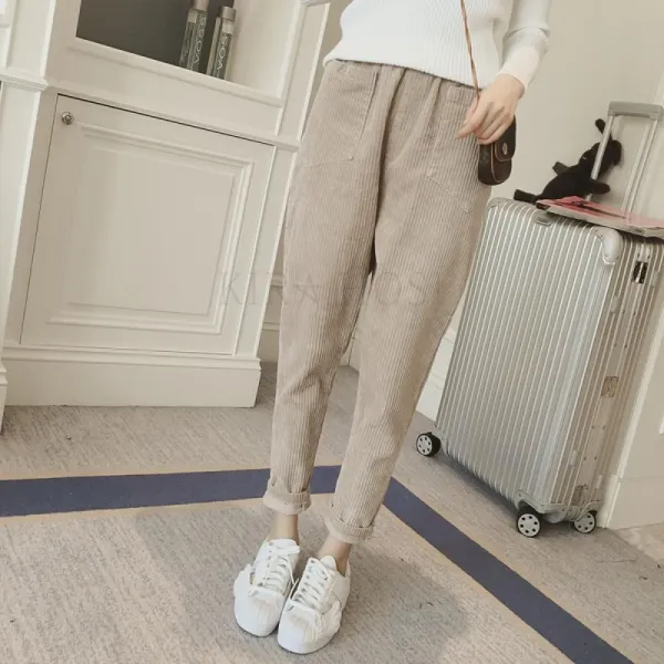 Kirahosi 봄 가을 여성 여자 코듀로이 팬츠 골덴 바지 예쁜 골지 하의 21 Aoqobp