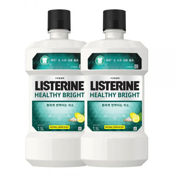 리스테린 헬씨 브라이트 구강청결제 2개 1.5l
