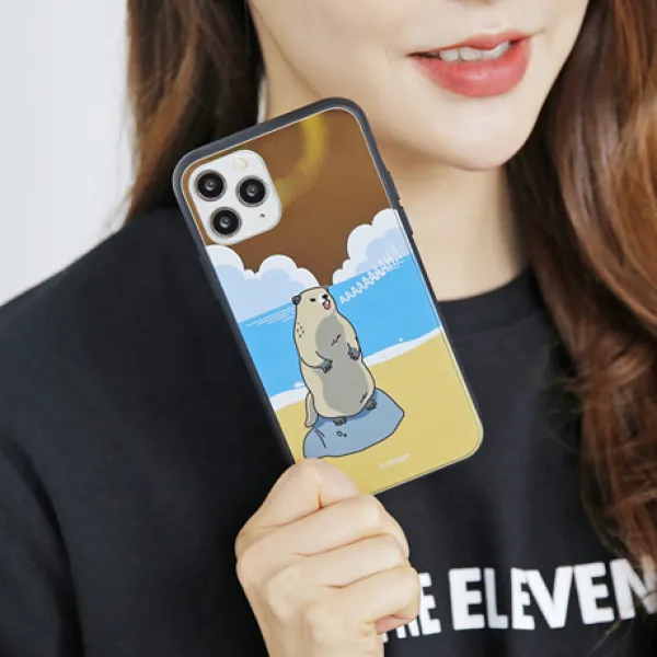 Iphone 아이폰XR 귀여운캐릭터 마멋 디자인 미러범퍼 케이스